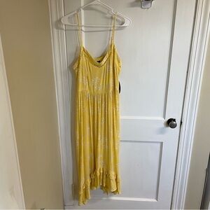 NWT Scoop‎ Yellow Floral Dress Spaghetti Straps Size Large